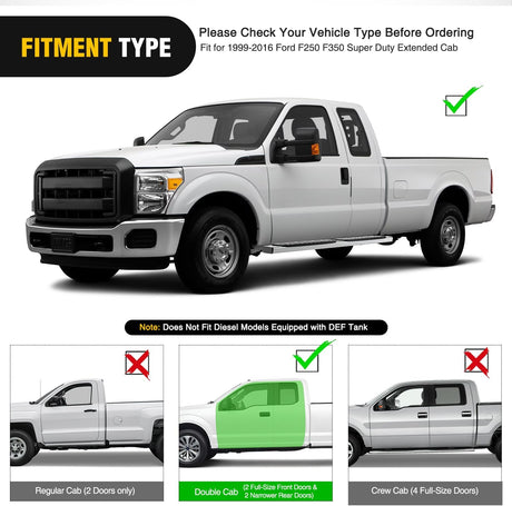 Running Boards for 1999-2016 Ford F250 F350 Super Duty/Extended Cab 2 Full-Size Door & 2 Half-Size Door 6 Inch Side Step Nerf Bars Stainless Steel