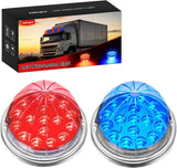 Watermelon Light 17 LED Dual Color 2PCS Stainless Steel Bezel Red to Blue Side Marker Clearance Turn signal Lights 4 Plug IP68 Waterproof for Trailer Truck Pickup Camper RV ATV UTV Boat