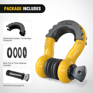 3/4 inch D-Ring Shackle Yellow (Pair) Nilight