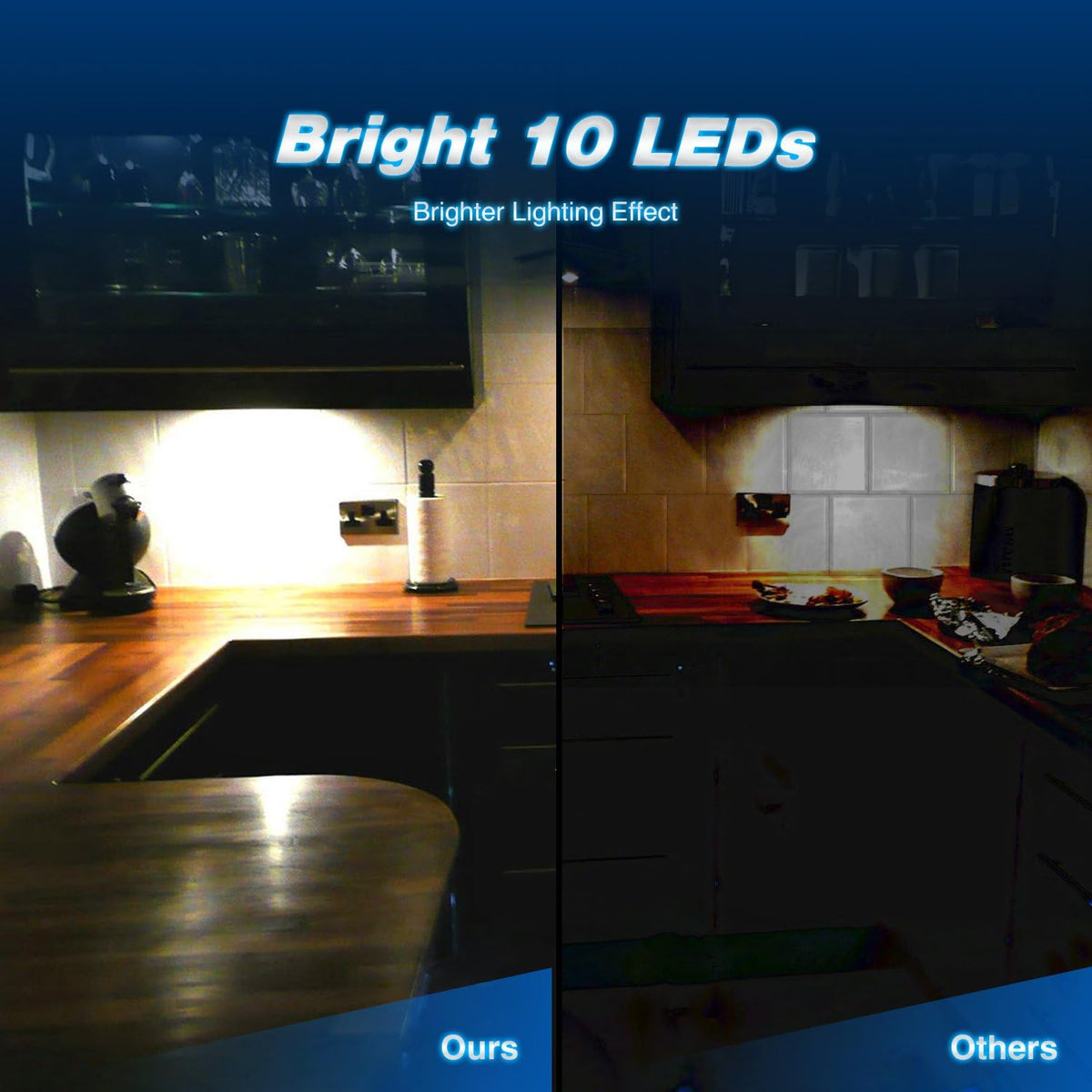 Motion Sensor Closet Lights 3PCS Cabinet Light DIY Stick-on Anywhere Portable 10LED Wireless Cabinet Night/Stairs Light Bar Safe Lights with Magnetic Strip-Cool White, 2 Years Warranty