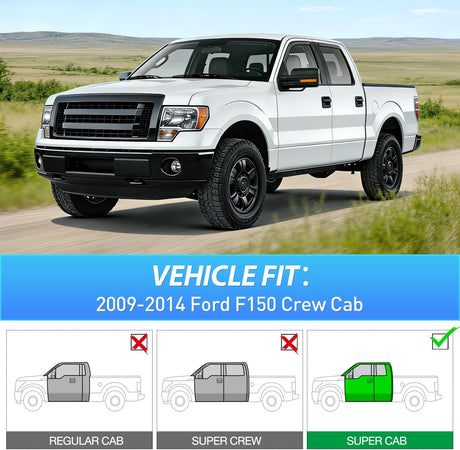 in Channel Window Visors for Ford F150 2009-2014 Crew Cab, Smoke Rain Guards, Clip-On Installation, Wind Deflectors for Sun Rain Ventilation-4PCS
