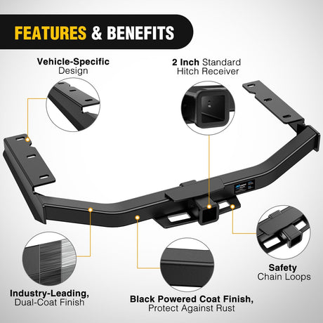 Class 3 Trailer Hitch Fits Toyota Highlander 2020 2021 2022 2023 2024 2025 (Not Fit XSE Models) 2 inch Hitch Receiver Multi-Fit Hitch to Receive Ball Mount Cargo Carrier Bike Rack Tow Hook