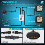 LED Pods 3 Inch 18W Cube Flood Offroad Work Light with RGB Halo Strip Multi Chasing Flash Strobe Mode APP & Remote Control IP67 Waterproof for Truck Pickup Golf Cart SUV ATV UTV 4x4 Van Camper