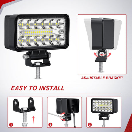LED Light Pods 2PCS 4.5 Inch 39W Upgraded Spot Flood Combo Beam Driving Fog Work Backup Bumper Roof Lighting for Offroad Pickup Truck ATV UTV SUV 4x4 Van Camper Boat