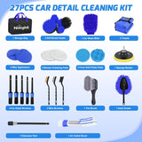 Automotive Tools 27PCS Car Detailing Kit Auto Cleaning Tools Wash Set with Storage Carry Bag Home Use for Interior Exterior Deep Clean Polish Car Care Windshield Dashboard Seat Air Vents Wheels Tires, Blue