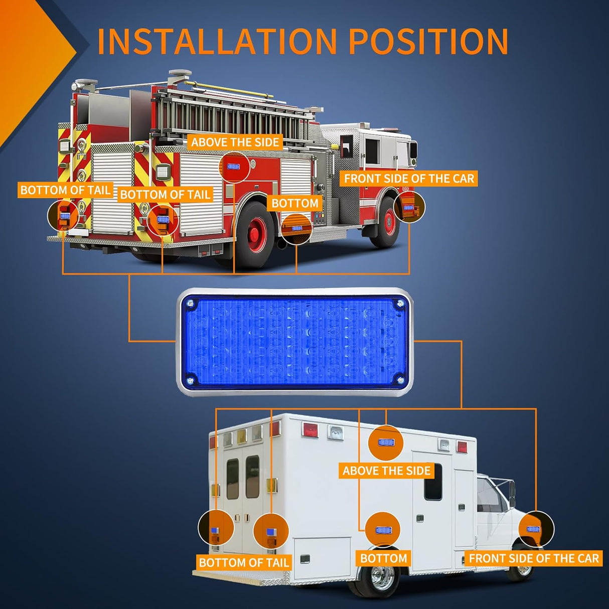 2PCS Blue Strobe Wireless Magnetic Lights Portable Warning Hazard Light Surface Mount Waterproof 5 Patterns for 12V 24V Off Road Eergency Vehicles