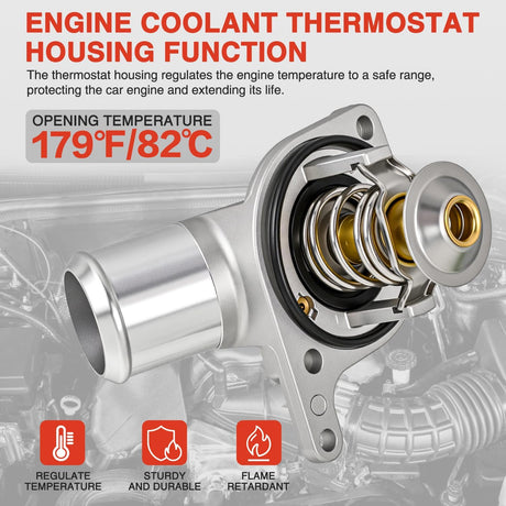 Aluminium Thermostat Housing Assembly Fit for Chevy Silverado Suburban Tahoe Cadillac CTS Buick Rainier GMC Sierra Yukon H2 Engine Coolant Thermostat Housing 15-11057 12600172 1510412 12571261