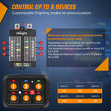 6 Gang Switch Panel 12V 24V Universal Circuit Control Relay System with RGB Backlight APP Fuse Wiring Harness Automatic Dimmable ON Off LED Switches Pod for Car Pickup Truck Camper SUV