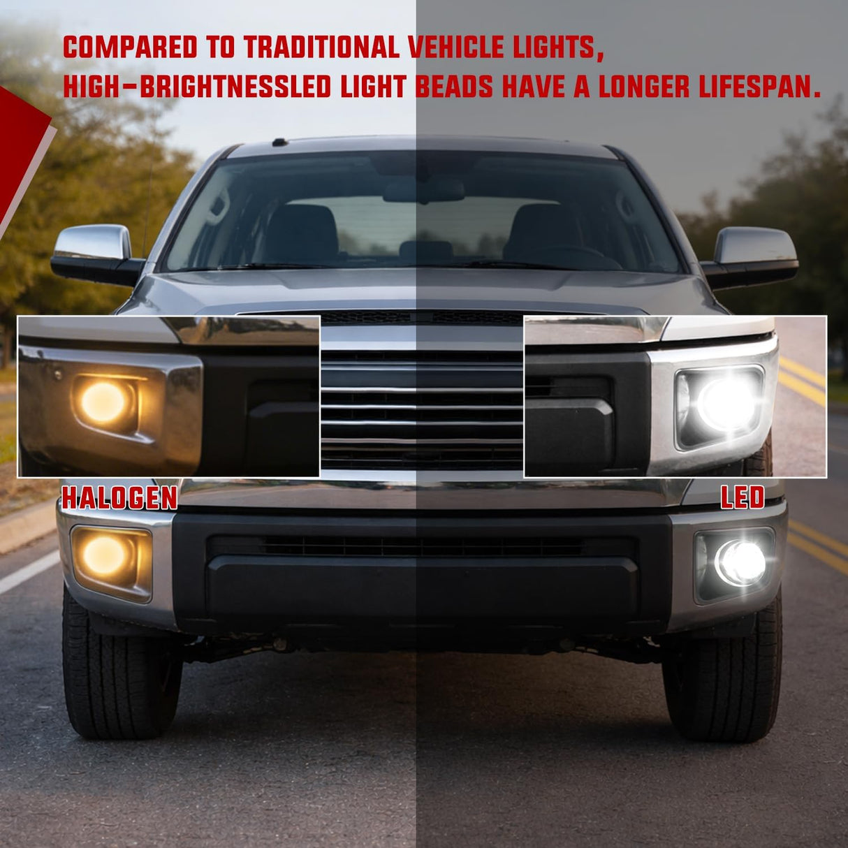 LED Fog Light Assembly Compatible with 2014 2015 2016 2017 2018 2019 2020 2021 Toyota Tundra Fog Lamps with DRL Clear Lens Driver and Passenger Side