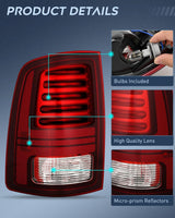 Taillight Assembly Compatible with 2013 2014 2015 2016 2017 2018 Dodge Ram 1500 2014-2018 Ram 2500 3500 LED Style Driver Side Rear Tail Light with Bulbs