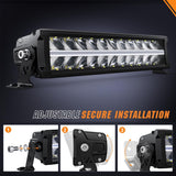 LED Light Bar with Amber DRL 16 Inch 120W Offroad Light Anti-Glare Flood Spot Combo LED Driving Light IP68 w/ 14 AWG DT Connector Wiring Harness for Pickup Truck SUV ATV UTV Boat 4x4