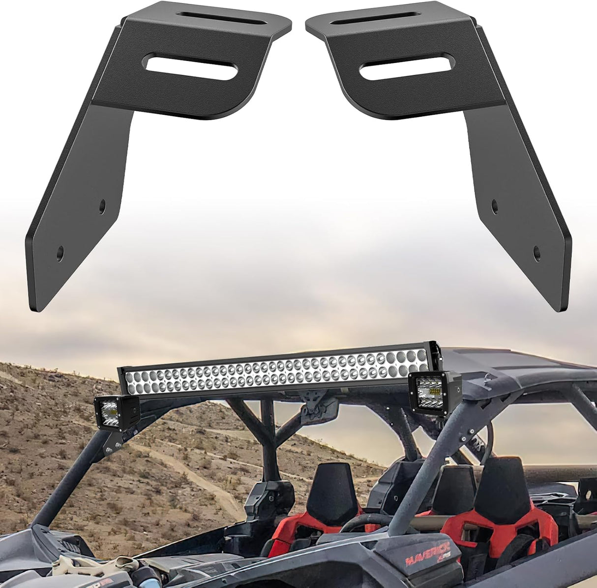 Light Bar Mounting Brackets for 42-45 Inch LED Bars UTV Roof Upper Windshield Compatible with Can-am Maverick X3 MAX All Models 2017 2018 2019 2020 2021 2022 2023 2024