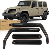in Channel Rain Guards for Wrangler JK 2007 2008 2009 2010 2011 2012 2013 2014 2015 2016 2017 2018 Unlimited 4-Door Window Deflectors, Vent Window Visors