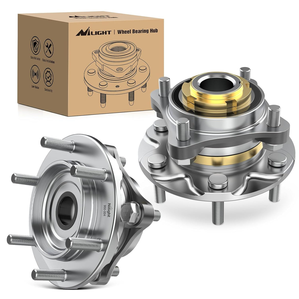 Front Wheel Bearing and Hubs Assembly for Toyota Tacoma 2005-2016 2017 2018 2019, 4Runner 2003-2016, FJ Cruiser 2007-2009, Hilux 2005-2017, 2WD Only, 6 Lugs w/ABS-950-004 2Pack