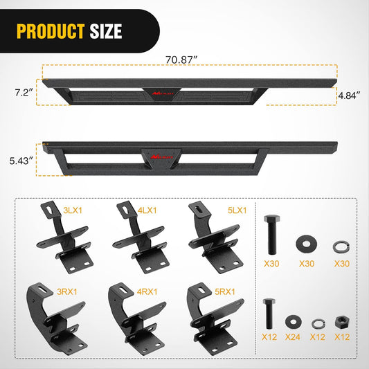 2018-2023 Jeep Wrangler JL Unlimited 4 Door Running Boards Dual-Stage Textured Black Powder Coated Slip-Proof Side Step Nerf Bars Nilight