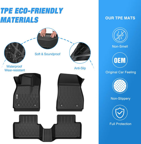 TPE Floor Mats for Chevy Malibu 2013 2014 2015, 2016 Chevrolet Malibu Limited Only, All Weather Custom Fit Heavy Duty Floor Liners