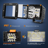 Light Bar 2PCS 3 Inch LED Pods Cubes UTV Rear Roof Mounting Brackets LED Backup Reverse Lighting 15FT Wiring Harness Kit 2 Leads for 2013-2024 Polaris Ranger Full Size 570 800 900 1000 XP Crew