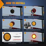 Trailer Tail Lights 2PCS 4Inch Round 40LED Amber Turn Signal | Surface Mount Grommet Plugs IP67 Waterproof Marker Clearance Running Taillights for Trailer Truck Pickup Camper RV Bus