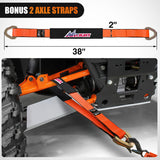 2Pcs Tow Dolly Basket Straps with Flat Hook for 14 Inch-19 Inch Tires Car Heavy Duty Wheel 11128LBS Break Strength with 2 Axle for Trailer