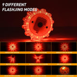 LED Road Flares Emergency Lights 6 Pack,9 Flash Models Roadside Safety Flashing Warning Light with Magnetic Base & Hook,Storage Bag(Batteries Not Included)
