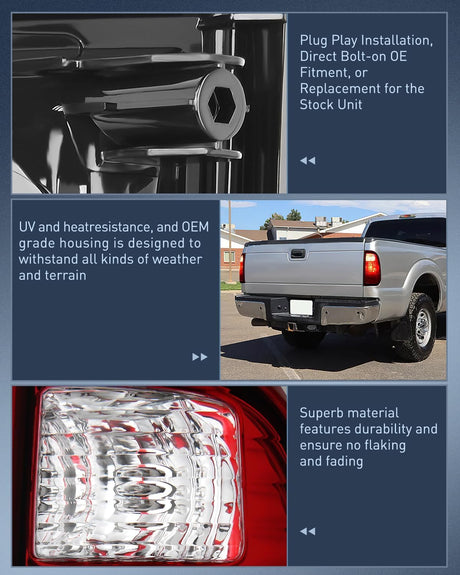 Taillight Assembly Compatible with 2008 2009 2010 2011 2012 2013 2014 2015 2016 Ford F250 F350 F450 Super Duty Rear Tail Light Lamp Replacement OE Style Driver and Passenger Side Dark Red