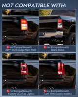 Taillight Assembly for 2019 2020 2021 2022 2023 Dodge Ram 2500 | 2019-2023 Dodge Ram 3500 Red Bezel Tail Light OE Style Rear Lamp Replacement Passenger Side