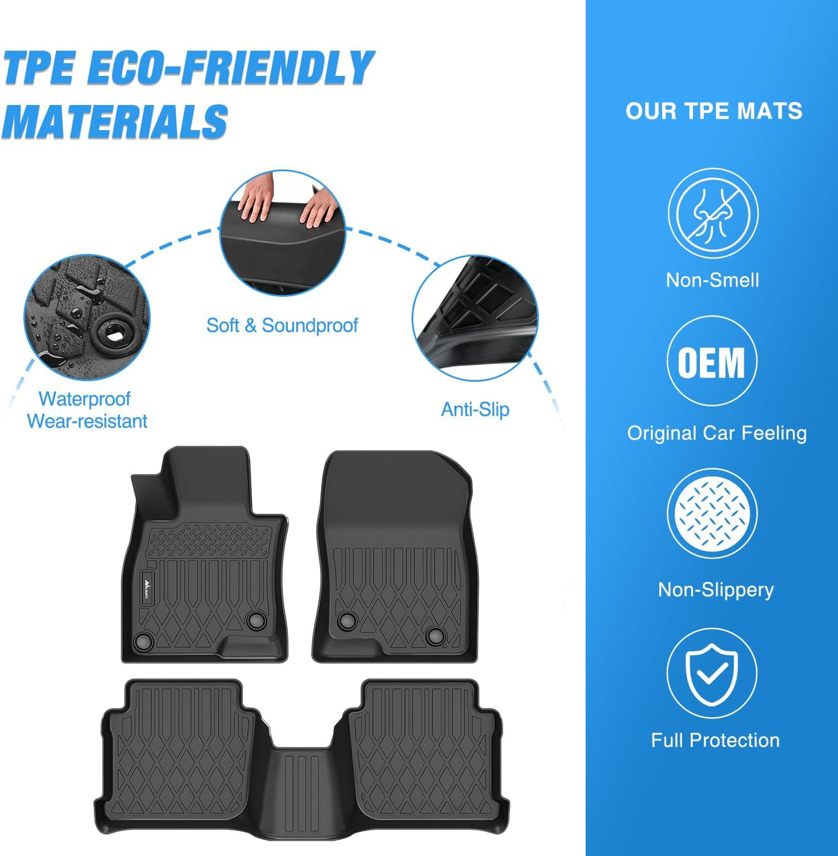 TPE Floor Mats for Mazda 6 2014 2015 2017 2018 2019 2020 2021, All Weather Custom Fit Heavy Duty Floor Liners