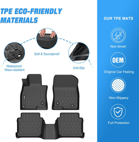 TPE Floor Mats for Mazda 6 2014 2015 2017 2018 2019 2020 2021, All Weather Custom Fit Heavy Duty Floor Liners
