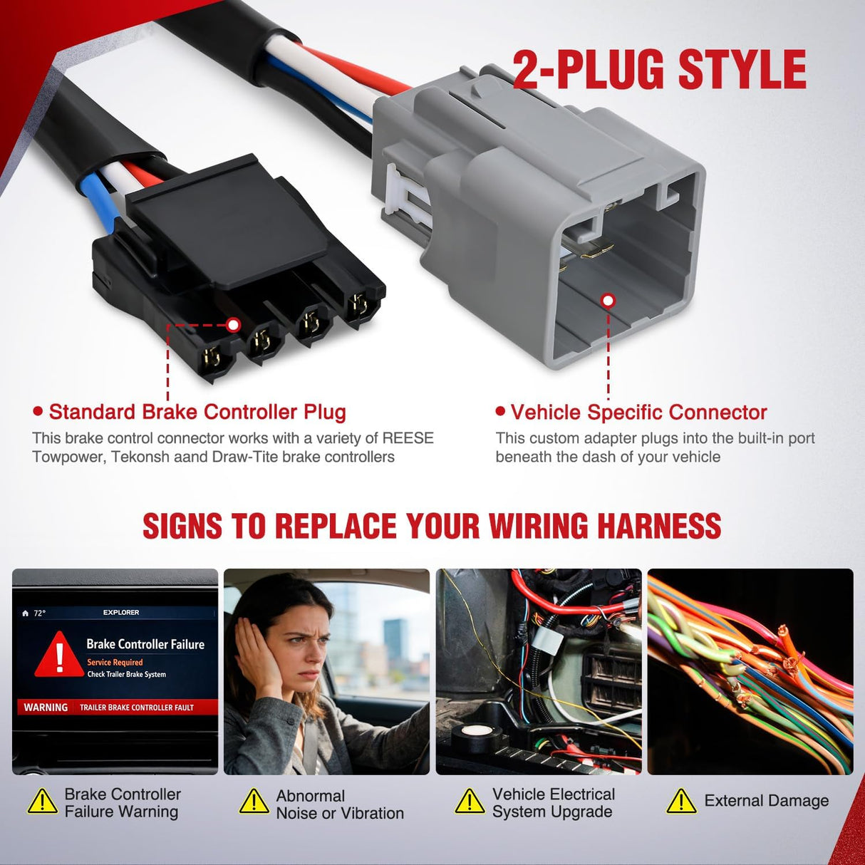 Wiring Harness Kit Brake Controller Wiring Harness Adapter for Ram 1500 2500 3500 Dodge Pickup 2010 2011 2012 Factory Towing Package Required Towing Hitch Trailer RV
