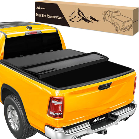 Truck Bed Tonneau Cover Hard Tri-fold Compatible with 2009-2025 Dodge Ram 1500 2020 2021 2022 2023 2024 2025-5.7ft