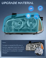 Headlight Assembly Compatible with 2006 2007 2008 2009 2010 Dodge Charger Chrome Housing Amber Reflector Clear Lens Headlights Replacement Bumper Lamp Set Driver and Passenger Side