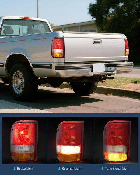 Taillight Assembly Compatible with 1993 1994 1995 1996 1997 Ford Ranger Red Clear Tail Light OE Style Rear Lamp Replacement Driver and Passenger Side
