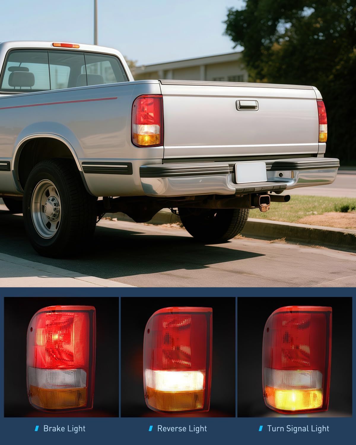 Taillight Assembly Compatible with 1993 1994 1995 1996 1997 Ford Ranger Red Clear Tail Light OE Style Rear Lamp Replacement Driver Side