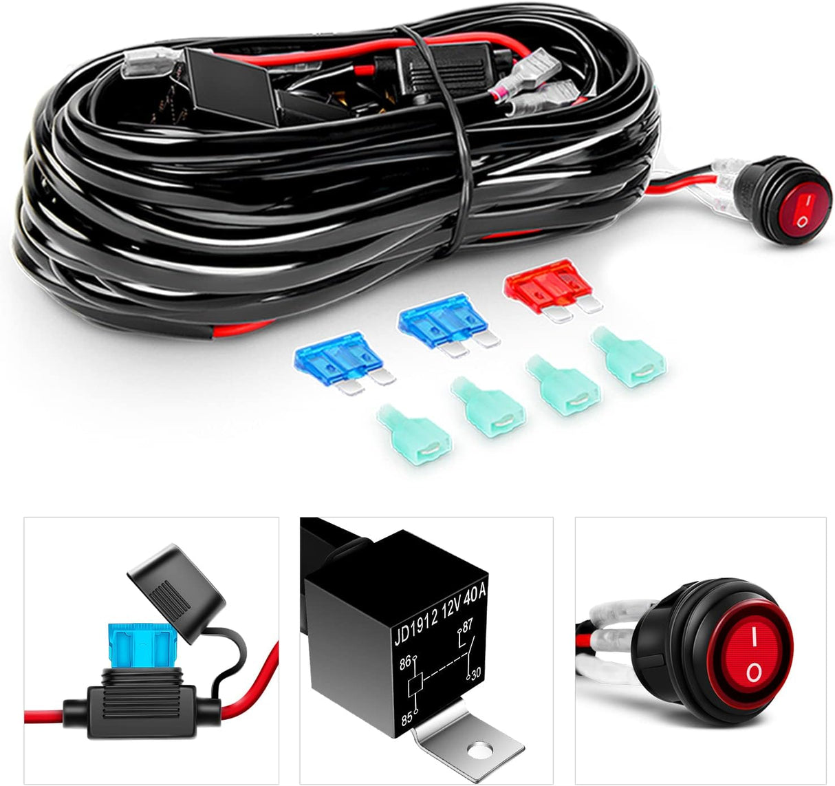 2PCS 18W LED Pods Spot Light Bar Fog Light Driving Lighting with 16AWG Off Road Wiring Harness-2 Leads for Truck Golf Cart SUV ATV UTV Boat (Auto-500)