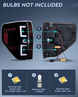 Taillight Assembly Compatible with 2009 2010 2011 2012 2013 2014 Ford F150 Incandescent Type Styleside Upgrade LED Tube tail lights; Rear Brake Lamps