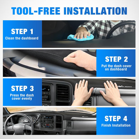 Dash Cover for 1999‑2006 GMC Sierra/Chevy Silverado, 2000‑2006 GMC Yukon/Yukon XL/Chevy Suburban/Chevy Tahoe, 2001‑2006 Avalanche, Suede Dashboard Mat Black