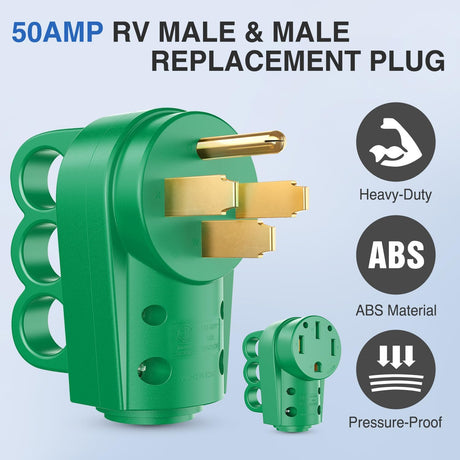 50 Amp RV Male and Female Plug Set Heavy Duty14-50P 14-50R Receptable 125V/250V Volt ETL Listed for Electrical Camper Caravan Motorhome Van Trailer