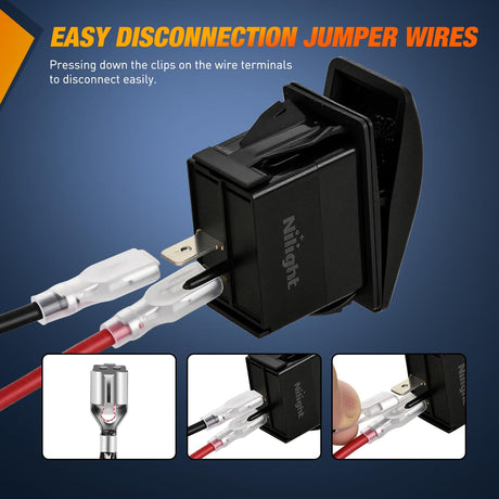 Marine Rocker Switch Toggle Switch 2 Pin On Off SPST Switches 20A/12V 10A/24V Waterproof Switch with Jumper Wires Set for Cars Trucks Boats ATVs UTVs RVs