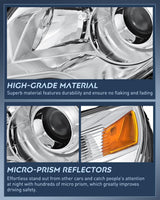 Headlight Assembly Compatible with 2010 2011 2012 2013 2014 2015 Chevy Chevrolet Equinox OE Style Projector Replacement Halogen Headlights Chrome Housing Amber Reflector Headlamp a pair