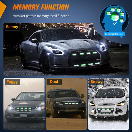 8PCS Led Strobe Lights with Controller 12V 24V Sync Feature Green White Emergency Hazard Warning Light 12 24 LED Surface Mount for Vehicle Car Truck RV ATV