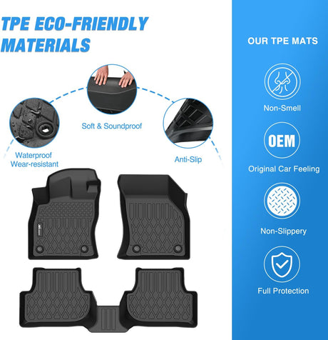 TPE Floor Mats for Volkswagen VW Golf GTI Golf R 2022 2023 2024 2025, All Weather Custom Fit Heavy Duty Floor Liners