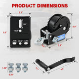Boat Trailer Winch 2000 Lbs Hand Crank Winch Heavy Duty Boat Winches with 23Ft Strap Rope Hook 2-Way Ratchet 4:1 Gear Portable Marine Manual Winch for Trailers Boats RV ATV Jet Ski Towing