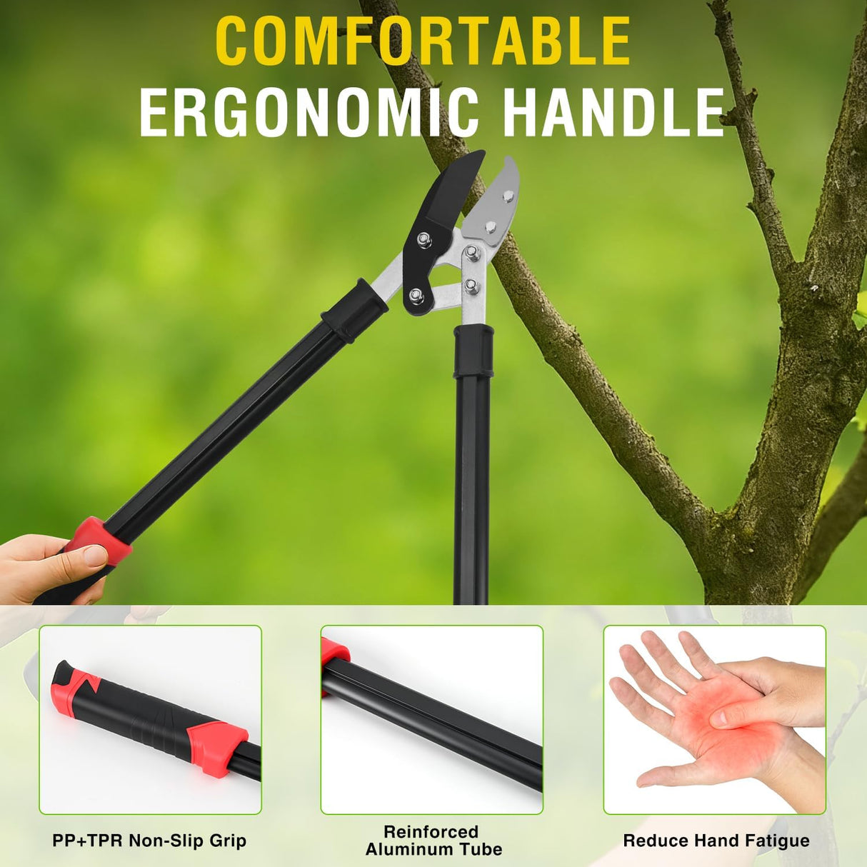 29.5 Inch Loppers Heavy Duty Tree Trimmer Sharp Anvil Blade Bypass Loppers up to 1.6 Inch Dia Cut Capacity Compound Action System Limb Branch Cutter Ideal for Tree Trimming Garden Maintenance