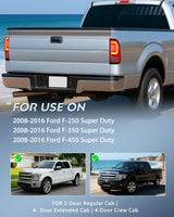 Taillight Assembly Compatible with 2008 2009 2010 2011 2012 2013 2014 2015 2016 Ford F250 F350 F450 Super Duty Incandescent Type Upgrade LED Tube Tail Lights Rear Brake Lamps