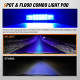 6 Inch Blue LED Light Pods 2 PCS 60W Flood Spot Combo Beam Off Road Driving Fog Fishing Hunting Emergency Safety Signal Deck Trailer Lighting for 12V 24V ATV UTV Pickup Truck Tractor Boat