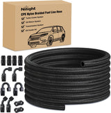 8AN 20FT CPE Fuel Hose Kit with 12PCS AN8 Fittings&Hose Separators | CPE Nylon Stainless Steel Braided Oil Gas Diesel Fuel Hose End Fitting Kit for Transmission Oil Cooler Vacuum Lines