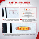 6.3 Inch Amber Rectangle Side Marker Light, White Lens, High Low Strobe | 12 LED IP67 Waterproof Chrome Bezel 12V Surface Mount Marker & Clearance Light Fits Pickup Trucks Trailers RVs Boats,10 Pack
