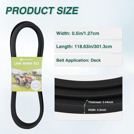 GX25628 Deck Drive Belt for John Deere 42 inch Deck Belt Length 118.63 Inch Lawn Mower Belts for John Deere Z315E Z320M Z320R Z335E Z335M Z345M Z345R ZTrak Zero-Turn Mowers Durable Aramid Cord