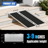 3 Feet Portable Wheelchair Ramp with Quick-Lock Non-Skid Aluminum | Handicap Ramps with Handle Folding Threshold Ramp for Home Steps, Stairs, Doorways, Scooter, Porch, Cart 800LBS Capacity