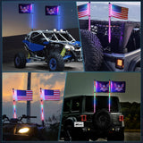 COB RGB LED Whip Light 2PCS 5FT Spiral Antenna Whips | Bluetooth APP and Remote Control with DIY Chasing Patterns Music Sync and Spring Base for ATV UTV RZR Can Am and Truck